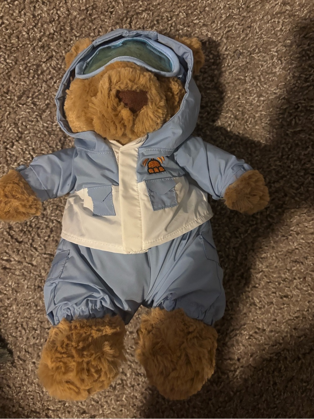 Jellycat Brown Bear in Light Blue Hooded Jacket
